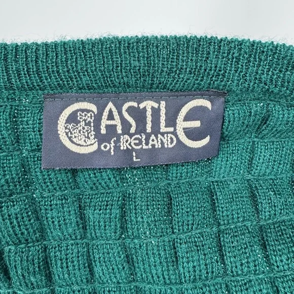Castle of Ireland Emerald Green Ribbed Button Front Cardigan Sweater Size‎ L - Picture 7 of 9